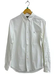 POLORALPH LAUREN (ポロラルフローレン) SLIM FIT スリムフィット 長袖シャツ ワンポイントロゴ刺繡 ボタンダウン 無地 コットン100％ M ホワイト メンズ/004