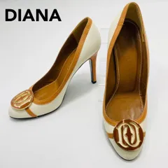 DIANA パンプス バイカラー エンブレム 23cm ホワイト ブラウン ダイアナ レディース hws02121