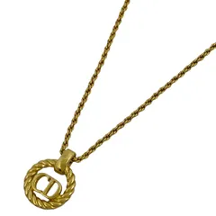 【在庫一掃】 クリスチャンディオール Christian Dior ロゴ ラウンド ネックレス CD 丸型 ネックレス GP ゴールド レディース 【中古】