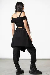 KILLSTAR（キルスター）スカート付きストレッチパンツ＊ユニセックス　ボンデージパンツ　ジョガー　レイヤード　モード　ゴス　ゴシック　ロック　個性派 Y2K イージーパンツ　ドロスト