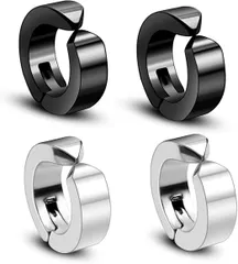 フェイクピアス イヤーカフ 4個 シルバー ブラック 黒 レディース メンズ