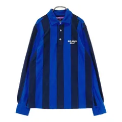 サイズ：M BEAMS GOLF ビームスゴルフ  長袖ポロシャツ ストライプ柄 ネイビー系 [240101457303] ゴルフウェア メンズ ストスト サイズ：M BEAMS GOLF ビームスゴルフ 長袖ポロシャツ