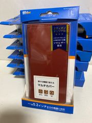 新品 手帳型 マルチケース ED-PLFYIL02RD スマホ汎用ケース ソフトレザーカバー Lサイズ ～5.2インチ ロッソ