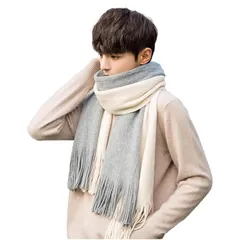 [Mviinfly] マフラー メンズ ストール 大判 ストライプ メンズ マフラー 秋冬 男性用 洗える 厚手 無地 防寒 暖かい ブロックチェック 男女兼用 ビジネス マフラー フトボックス付 クリスマスプレゼント