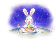 オリジナル手描きイラスト〜うさぎの満月パンケーキ〜