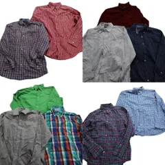 古着卸 まとめ売り チャップス 長袖シャツ 10枚セット (メンズ Ｌ ) ストライプ タータンチェック マドラスチェック 無地 中古 古着 MY4489