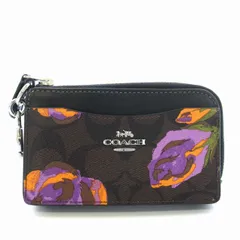 コーチ COACH マルチファンクション カード ケース シグネチャー キャンバス ローズ プリント 黒 ブラック CL667 /TK ■OF