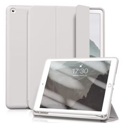 【数量限定】9.7 インチ iPad 第5 第6世代 (2018/2017) ケース オートスリープ/ウェイク機能対応 Apple Pencilペン収納・ホルダー付 スマートカバー Aoub ソフト TPU 薄型 軽量 耐衝撃 三つ折りスタンド (グレー)