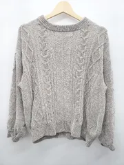 ◇ URBAN RESEARCH アーバン ITEMS ベロア調 ケーブル編み 長袖 ニット セーター サイズONE グレー系 レディース P  【1407260005568】