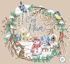 ★NEW★🟦⬜🟥フランス クロスステッチ チャート図案 👑 ANNICK ABRIAL  アニック・アブリアル ⛄❄❄C'est l'hiver❄❄❄⛄◆冬ですね◆ 輸入クロスステッチ 手芸 刺繍 花 鳥 リース 季節