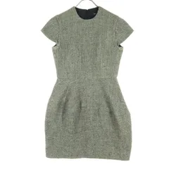 美品 YOKO CHAN ヨーコチャン 日本製 フレンチスリーブ 膝丈ワンピース 38 グレー レディース 古着