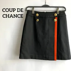 COUP DE CHANCEミニスカート黒ブラックゴールドボタンレトロ38高級感
