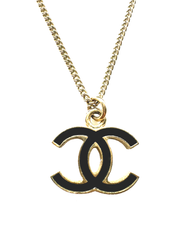【Aランク】CHANEL　シャネル　ネックレス　ロゴ　ブラック　ゴールド　レディース ☆正規品☆
