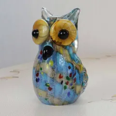 ガラスの置物 フクロウM 梟 ミミズク アンティーク オーナメント