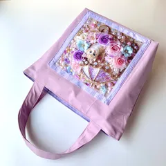 ミニトートバッグ CAT & UMBRELLA ラベンダーピンク