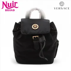 極美品 ヴェルサーチ ナイロン リュック ロゴ型押し ブランドロゴ ファスナー 極美品 ヴェルサーチ ナイロン リュック ロゴ型押し ブランド