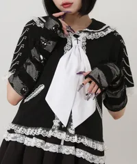 夢展望公式 [新品未使用] 十字架スカーフチェーントップス [ブラック×ホワイト] 他カラー別ページ有 dearmylove カットソートップス カットソートップス・Ｔシャツ（半袖） 535585-01