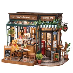 新品 ROBOTIME ミニチュアハウス ミニチュア ドールハウス 模型キット モデルハウス DIY 手作り 組み立て 木製パズル ウッドクラフト インテリア 暇つぶし 子供 大人向け 父の日 誕生日プレゼント イラスト説明書付き 公式販売 (DG167-クマ