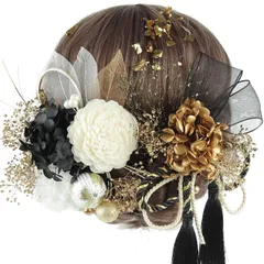 【大人気】[ANJOU] 和風髪飾り 成人式 和装 髪飾り ダリア 造花飾り 和玉 赤 ヘアアクセサリー ゴールド 水引 ヘッドパーツ あじさい 網型飾り リボン 振袖 着物 卒業式 七五三 浴衣 袴 結婚式 かすみ草 造花 専用ケース付き