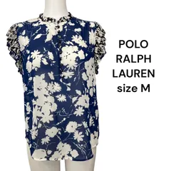 □ POLO RALPH LAUREN ポロ ラルフローレン 半袖 シャツ ブラウス 花柄 シアー サイズM レディースS5T007
