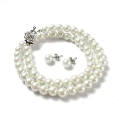 【迅速発送】CRANES COLLECTION パール ネックレス ピアス イヤリング 2点 セット 日本製 国産真珠 ホワイト 自社生産 8mm珠 冠婚葬祭 巾着袋付 選べる6サイズ