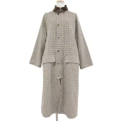 【美品】BARBOUR バブアー コート アウター ブラウン系 10(M) ステンカラー ロング ラグラン 襟 切替 コーデュロイ チェック ウール BURGHLEY おしゃれ シンプル 着回しのサムネイル