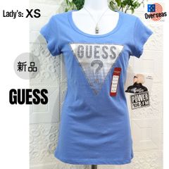 未使用■Tシャツ■GUESS ゲス■アメリカ インポート■ラインストーン・シルバーラバー■アッシュ ブルー