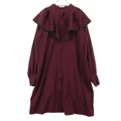 axes femme アクシーズファム 長袖 膝丈 シャツワンピース F ワインレッド レディース 古着