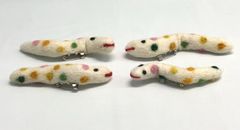カラフルなドット柄のヘビ フェルトブローチ 4点セット 新品(SP061