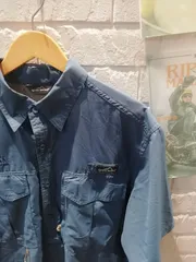 古着 L  シャツ エディーバウアー EDDIE BAUER 紺 ブルー