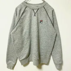 古着 used FILA フィラ 長袖クルーネックワンポイントロゴ刺繍スウェット　トレーナー　スポーティー　グレー　Ｍサイズ