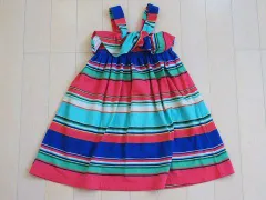 ラルフローレン Ralph Lauren アウトレット 子供服 女の子 ワンピース 4歳 約 100cm 赤 青 緑 ボーダー 春 夏 ★3 ガールズ 女児 キッズ 【中古】 ユーズド リサイクル 古着 子ども服 こども