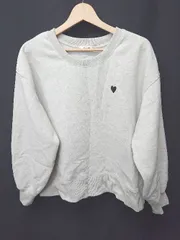 ◇ ⊇ GeeRA ジーラ ハート刺繍 裏起毛 長袖 プルオーバー トレーナー サイズL ライトグレー系 レディース E  【1505290022651】