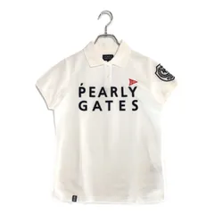 中古 レディース パーリーゲイツ PEARLY GATES 半袖ポロシャツ 1(M) 白 ホワイト ロゴワッペン
