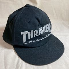 Thrasher スラッシャー キャップ デカロゴ スナップバック ブラック フリーサイズ メンズ 古着 ストリート
