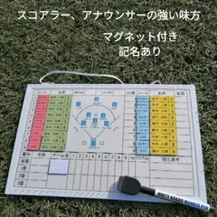 スコアラー、アナウンサーの味方　野球、ソフトボール用ホワイトボード　マグネット付き　記名あり