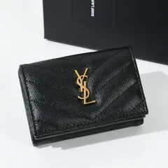 SAINT LAURENT サン ローラン 財布 WALLET オリガミタイニー 668274BOWA1 レディース 黒 ブラック YSL ミニ財布 折りたたみ財布 三つ折り財布 コンパクト スマート レザー メタルロゴ