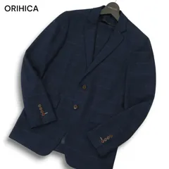 ORIHICA オリヒカ 春夏 背抜き ウィンドウペン★ チェック テーラード ジャケット ブレザー 紺ブレ Sz.L メンズ ネイビー