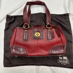 【まいママ様専用】coach ハンプトンズ　ターンロック　シグネチャー　ハンドバッグ　レザー　赤　コーチ　11330