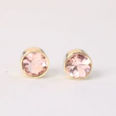 14KGF ピンクトルマリン 4mm 天然石 ベゼル ピアス