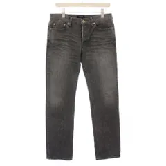 バーバリーブラックレーベル BURBERRY BLACK LABEL デニムパンツ ジーンズ ストレート ボタンフライ ロゴパッチ フェイクレザー 79 グレー /BB