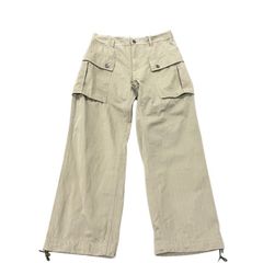goa フレア　カーゴパンツ　立体ポケット　ベージュ　パラシュート　亜熱帯 Goa フレア カーゴパンツ 立体ポケット ベージュ パラシュート - メルカリ
