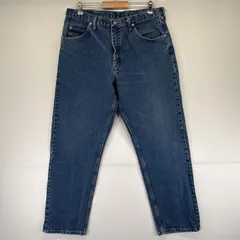 古着 ラングラー Wrangler デニムパンツ ジーンズ ジーパン 5ポケット 長ズボン ジップ テーパード w36 L32  ブルー メンズ