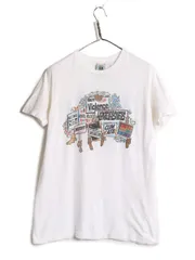 【お得なクーポン配布中!】 クロスカラーズ メッセージ プリント Tシャツ メンズ M / 古着 CROSS COLOURS イラスト ロゴ グラフィック ヘビーウェイト ヒップホップ 白