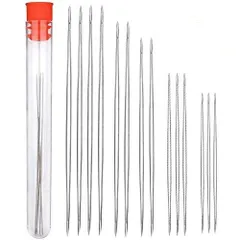 Dennty 5サイズ ビーズ 針 極細 糸通し ビーズ通し 超極細針 ビーズ刺しゅう針 ビーズ織り針 手作り DIY 縫製 14本入り 手芸用品 工具 パーツ ハンドメイド アクセサリー制作 収納ケース付き