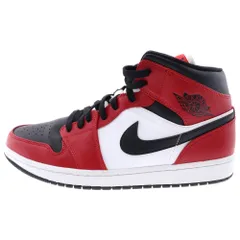 NIKE (ナイキ) AIRJORDAN 1 MID BRED TOE エアジョーダン1 ブレッド トゥ ハイカットスニーカー ホワイト/レッド US10.5/28.5cm 554724-069