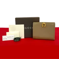 極 美品 箱付 GUCCI グッチ オールドグッチ ヴィンテージ ホースシュー 金具 レザー 本革 がま口 二つ折り財布 ウォレット ベージュ 79190