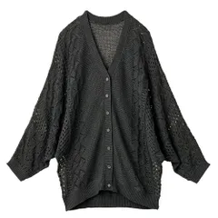 ☆ チャコール ☆ LLサイズ ☆ ゆるっと体型カバー！透かし編みドルマンカーディガン カーディガン 透かし編み レディース 961719 ドルマンカーディガン 透かし編みカーディガン 上着 カーデ 羽織 羽織り 前開き 体型カバー ゆったり 大人 上品