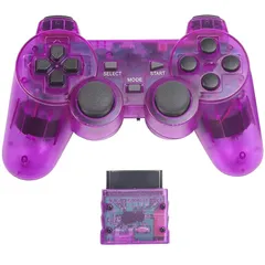 PS2 用 ワイヤレスコントローラー DUAL SHOCK2 ゲームパット 互換対応 日本語説明書（透明紫）