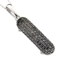 ネックレス メンズ プラチナ Pt900 ブラックダイヤモンド スケボー スケートボード ネックレス 50cm テクスチャアズキチェーン 日本製 刻印入り 鑑別書付き